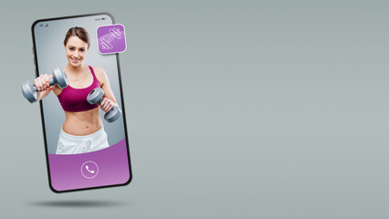 Professional service online on smartphone: personal trainer