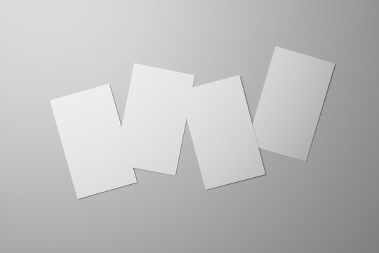 Businesscard mockup（真俯瞰名刺縦4枚 ／ グレー背景モックアップ）