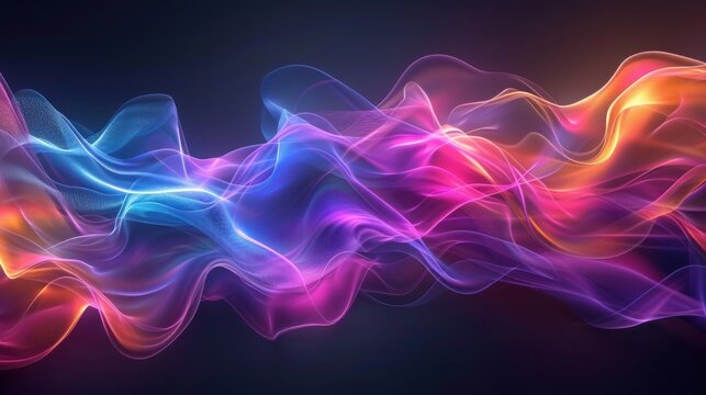 Abstract RGB neon light smoke in a gradient of colors.
