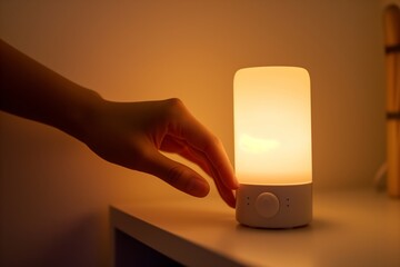 hand adjusting brightness on dimmable nightlight