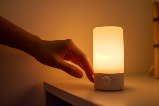 hand adjusting brightness on dimmable nightlight