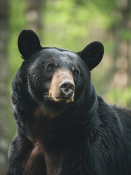 Detail of a majestic black bear with a dangerous look.