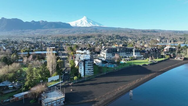 Lakeshore Scenery At Pucon Los Rios Chile. Cultural Heritage Pucon Los Rios. Construction Landscape Company Building Beautiful. Construction Urban Company Building Architecture Town.