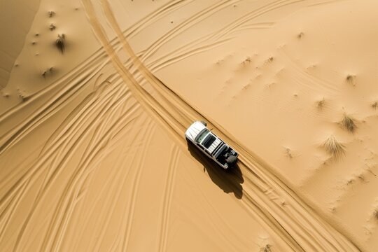 aerial view of 4x4 dune bashing