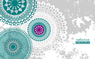 Islamic cover background template with creative mandala circle design. with empty space for text. Vector illustration