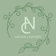 Logo natural cosmetics flat style