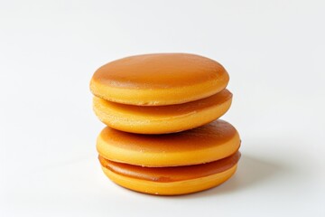 Japanese dorayaki snack on a plain background