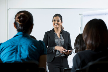 Indian business woman giving presentation
