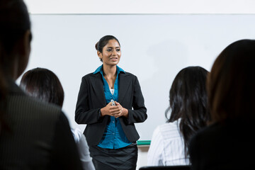 Indian businesswoman giving a lecture