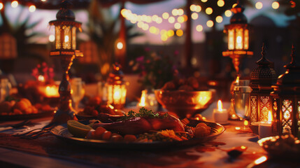 Supper during the Ramadan fasting - obrazy, fototapety, plakaty