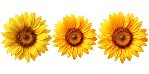 A single sun flower isolated on a transparent background
