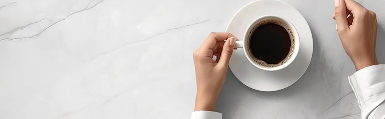 Young woman is captured holding steaming cup of coffee epitomizing essence of relaxation and joy of warm beverage closeup shot emphasizes intimate connection between person and drink