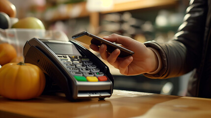 A person paying for their shopping via the mobile app