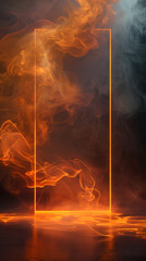 an empty textbox background with magical orange smoke corners on a dark glowing background