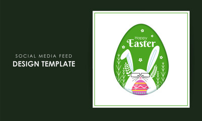 Vector illustration of Happy Easter social media feed template