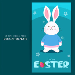 Vector illustration of Happy Easter social media feed template