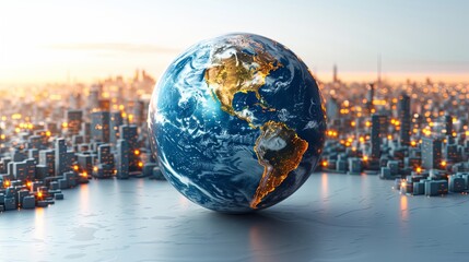 earth globe with reflection - obrazy, fototapety, plakaty