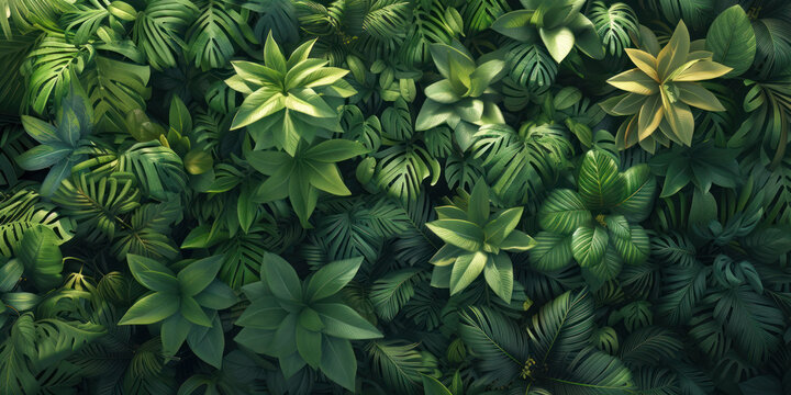 Top view green leaves background
