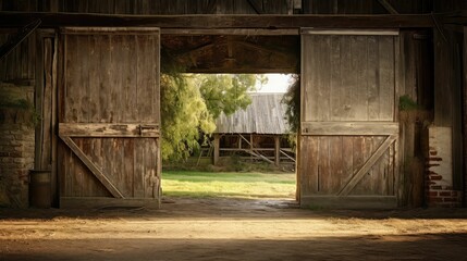 Naklejka premium farmhouse barn doors open