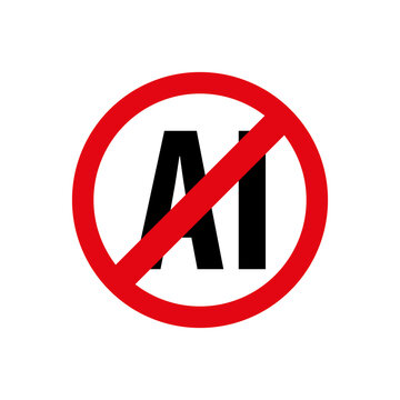 Not AI generated images icon. No artificial intelligence sign prohibited symbol