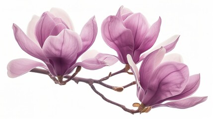 Magnolia felix, a purple magnolia flower, isolated on a white background