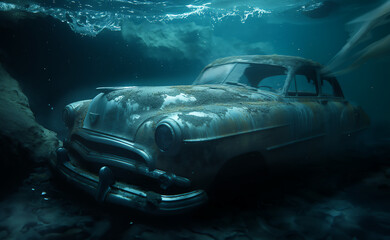 A sunken abandoned US classic car with a criminal history