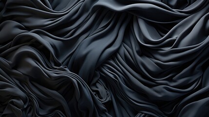 Elegant Black Satin Fabric with Luxurious Smooth Texture