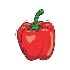 Paprika doodle, bell pepper hand drawn illustration