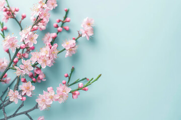Obraz premium Pink flowers on branch. Can be used to add touch of nature and beauty to any project