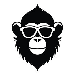 monkey wearing sunglasses iconic logo vector illustration