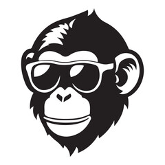 monkey wearing sunglasses iconic logo vector illustration