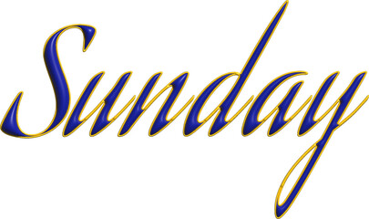 Obraz premium Sunday, yellow and blue 3D inscription