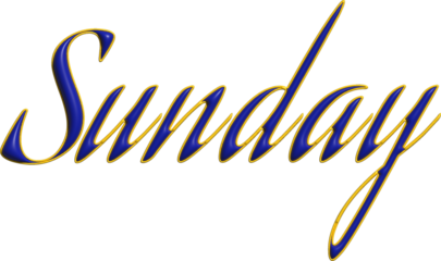 Sunday, yellow and blue 3D inscription