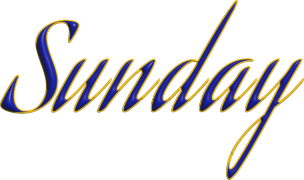 Sunday, yellow and blue 3D inscription