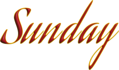 Sunday, yellow and red 3D inscription