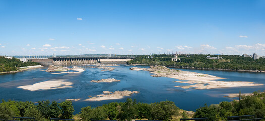 Panoramic view of the lower pool of the Dnieper Hydroelectric Power Plant