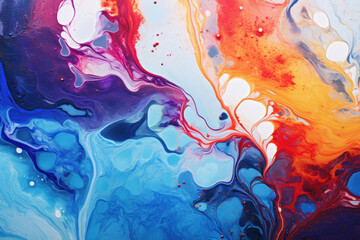 Vibrant Fluidity: Dynamic Acrylic Pour Art in Vivid Colors