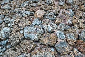 Coral rocks on a house wall in Malindi, Kenya