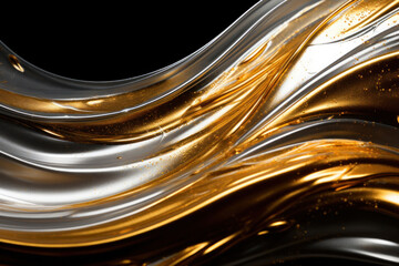 Golden Elegance: Abstract Swirls of Gold and Silver