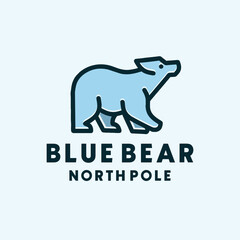 Polar Bear Monoline Logo Animal Vector, Grizzly Mascot Icon Symbol, North Pole Creative Vintage graphic Design.