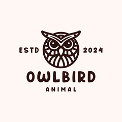 Owl Bird Monoline Logo Animal Vector, Fly Bird Icon Symbol, Animal Wildlife Creative Vintage graphic Design.