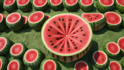 A woven treasure trove of succulent watermelons, cool and refreshing