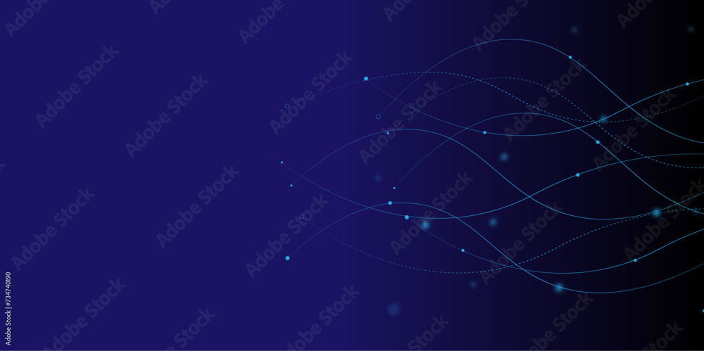 Aufkleber Artificial intelligence and network connection concept with glowing neural. Global communication technology background and Analize network data
