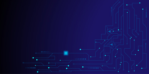 Digital technology blue circuit board line texture background. computer high technology and global communication concept background.