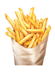 Illustration of French fries on white background 