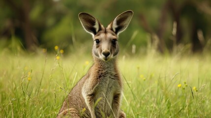 Generative AI image of kangaroo in grass