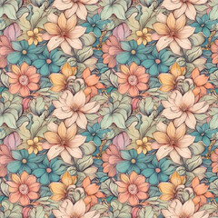 high-quality, detailed pastel multicolored floral pattern. seamless pattern