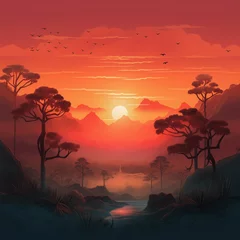 Rolgordijnen sunrise+ background © Andrei Serbinenko