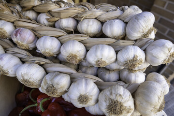 Dried garlic in a market