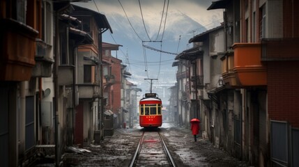 Generative AI image of Switzerland urban electric train